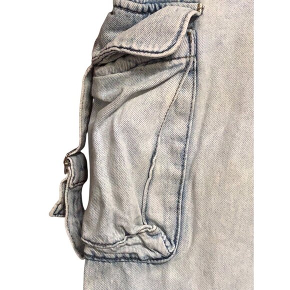 Light Blue Grunge Baggy Multi Pocket Oversize Hardware Carpenter Jeans Sz 15/32W - Picture 8 of 16